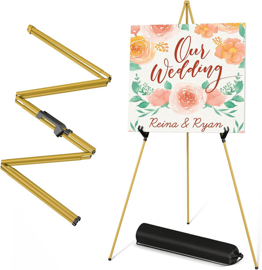 Elegant Golden Easel Stand For Welcome Art (Set of 4)